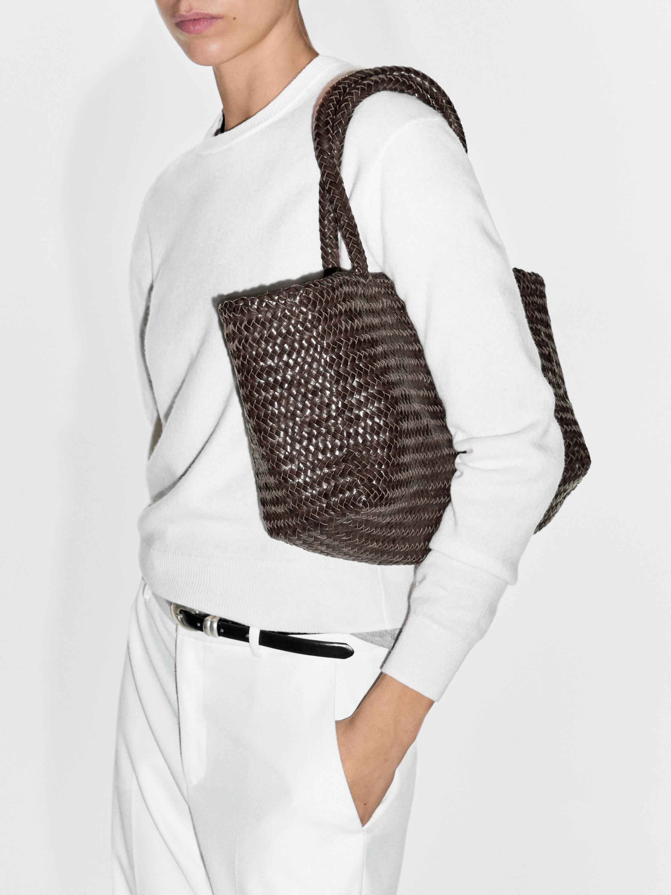 braided nappa leather tote bag